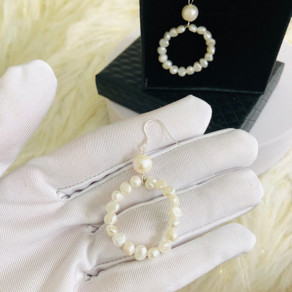 Natural Pearl Dangle Earrings - Picture 4 of 8